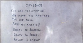 Link to Photographs of Anthrax Sample Letter